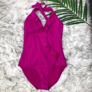 Love Your Assets Pink Ruffle Bathingsuit XL